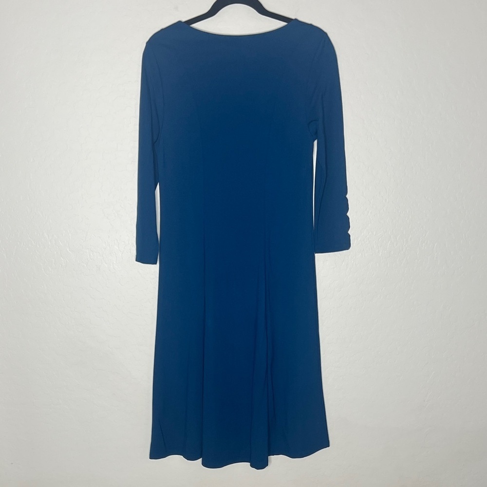 Soft Surroundings Deep Blue Alysia Scallop Sleeve A Line Dress size Small - Picture 8 of 9
